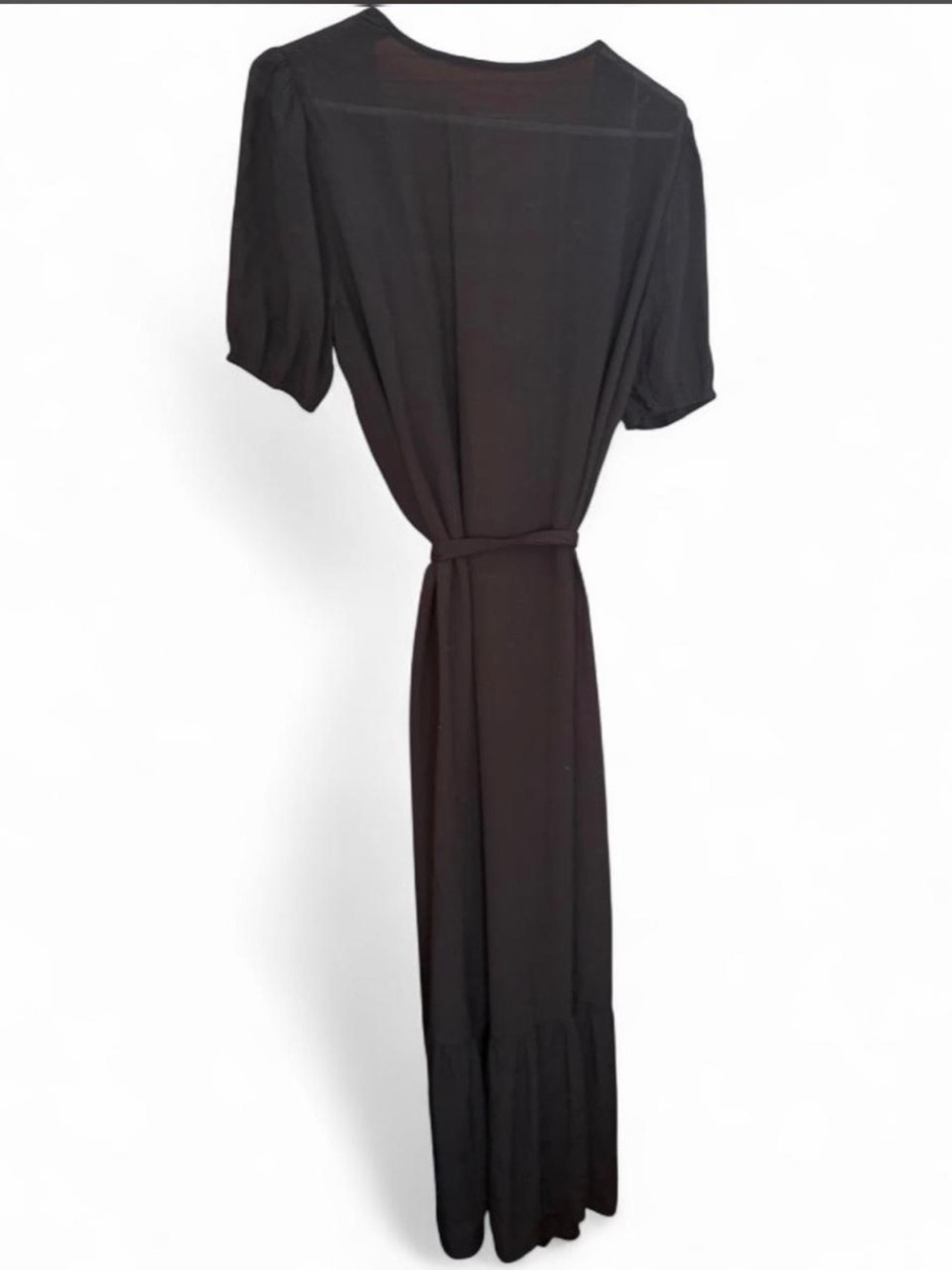 Small women’s swimsuit coverup dress sheer tie waist black - Picture 3 of 7